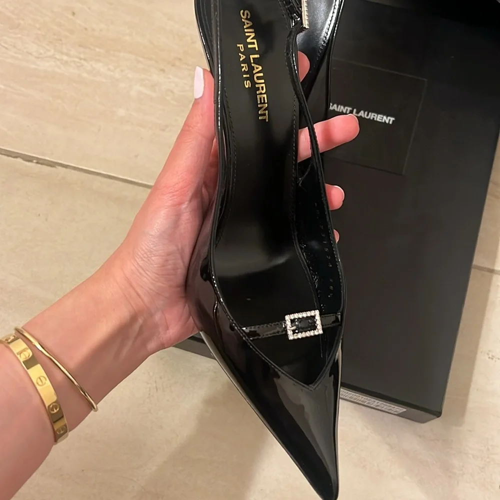 Saint Laurent Levi Pointed Toe Slingback Pump - Picture 3 of 7